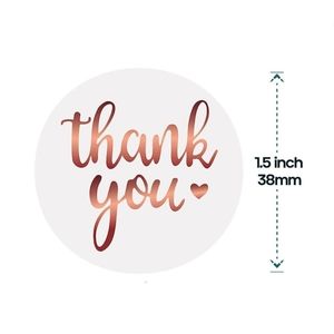 150 THANK YOU Stickers Rose Gold Foil Font 1.50"